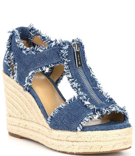 michael kors denim wedges|Michael Kors sandals wedges zipper.